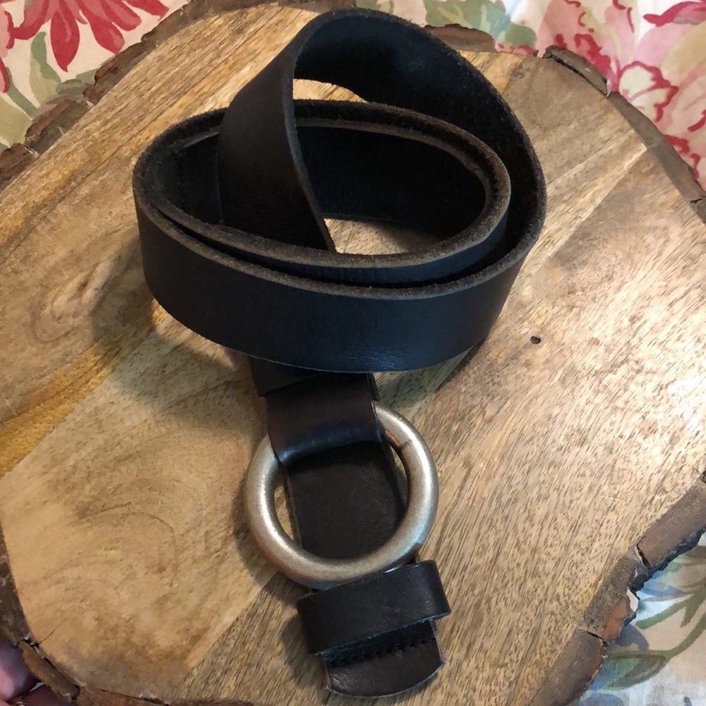 LUCKY BRAND Sz Medium 100% Butter-soft Black/dark brown Leather Brushed Silver